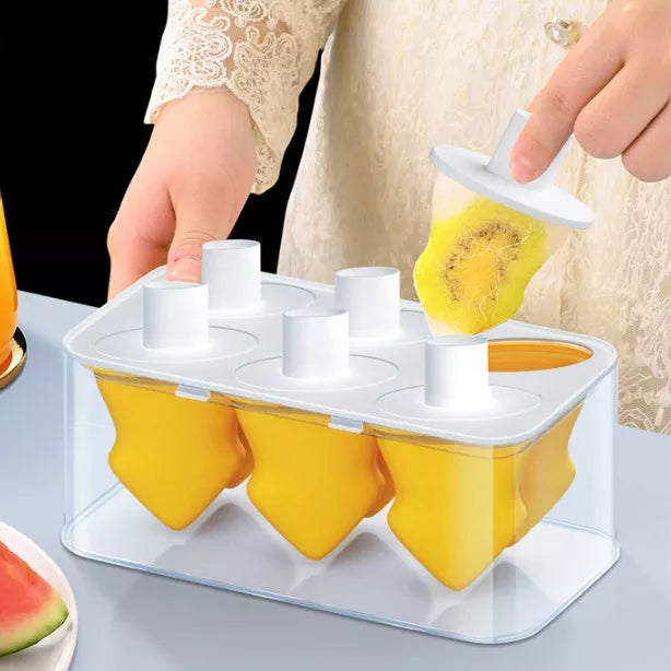 Summer Homemade Ice Cream Popsicle Box Silicone Cube Mold in green or yellow
