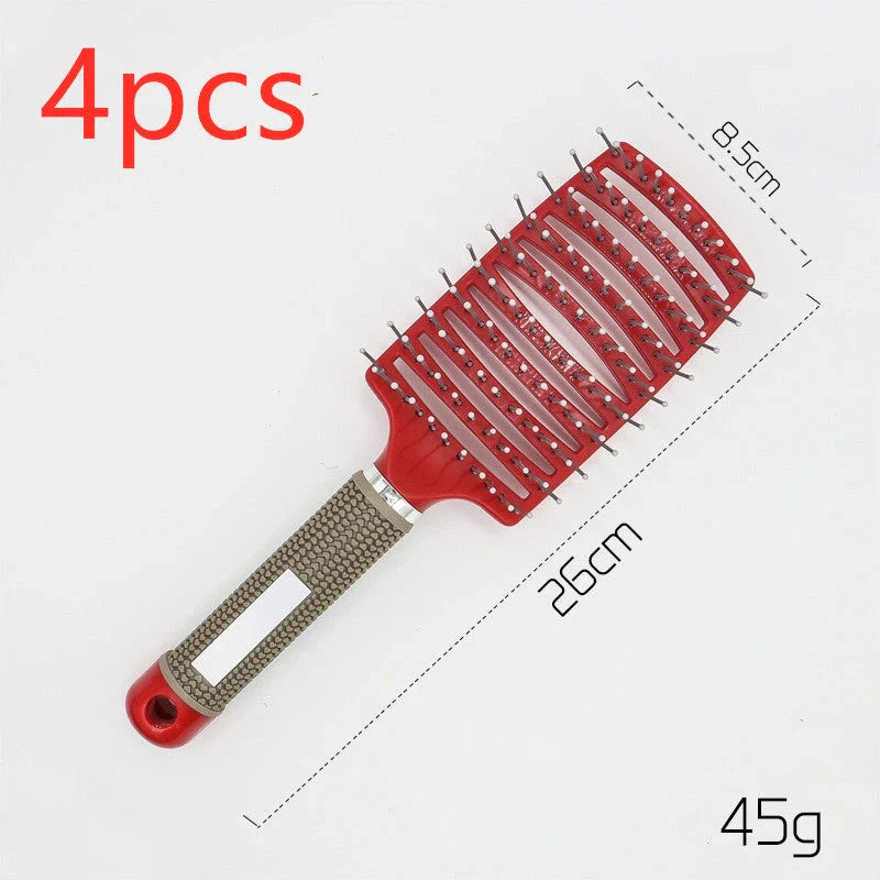 A premium hair brush with a sleek design, featuring soft bristles and a rounded massage function for healthy, detangled hair
