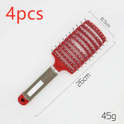 A premium hair brush with a sleek design, featuring soft bristles and a rounded massage function for healthy, detangled hair