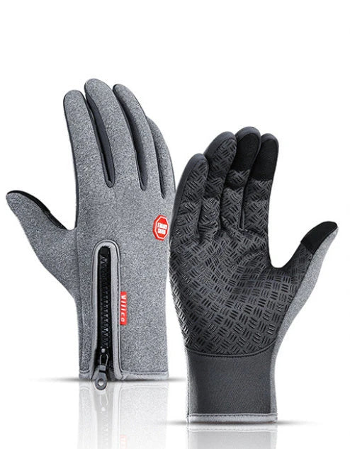 Warm, touchscreen-friendly motorcycle riding gloves made with cozy polar fleece lining for superior insulation and grip