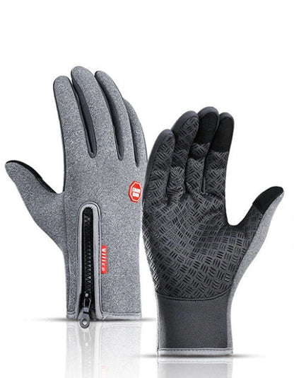 Warm, touchscreen-friendly motorcycle riding gloves made with cozy polar fleece lining for superior insulation and grip