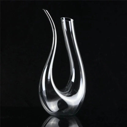 Premium crystal wine decanter with elegant U-shaped design, enhancing the flavor and aroma of your favorite red wines