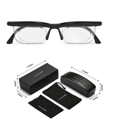 Adjustable Focus Sight Glasses with dial-controlled magnification for clear vision