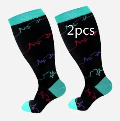 Plus-sized compression socks with bamboo fiber blend for breathability and comfort
