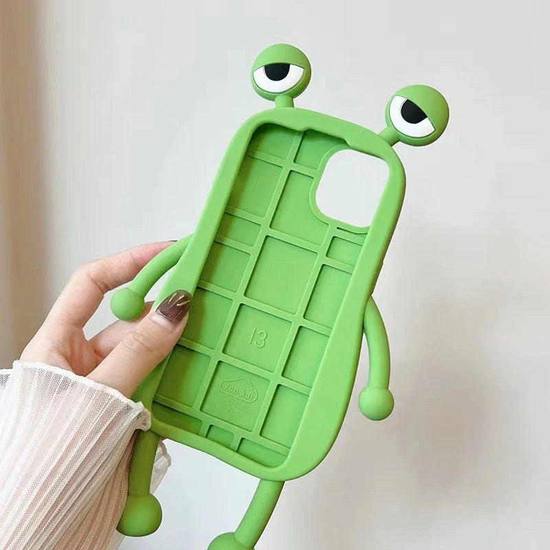 3D Cartoon Kawaii Silicone Phone Case for iPhone with cute frog design
