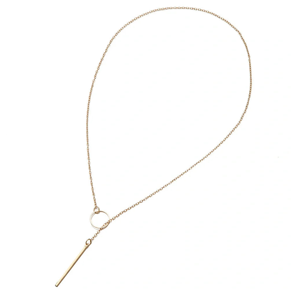 Personalised alloy geometric clavicle chain necklace in gold finish