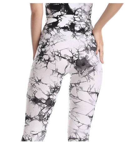 Women's tie dye seamless yoga leggings with push-up design in various colours
