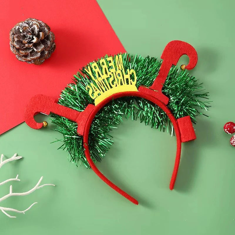 Glowing Christmas hair band with flashing deer horn and snowflake designs