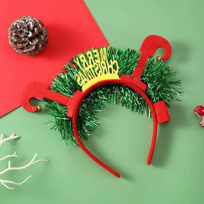 Glowing Christmas hair band with flashing deer horn and snowflake designs