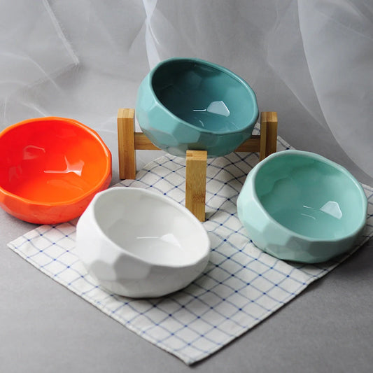 Stylish ceramic pet bowls with an angled mouth design, available in a range of classic and contemporary colours to elevate your pet's dining experience.