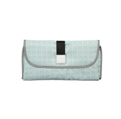 Portable diaper changing pad clutch with built-in toy ring, foldable design for easy transport