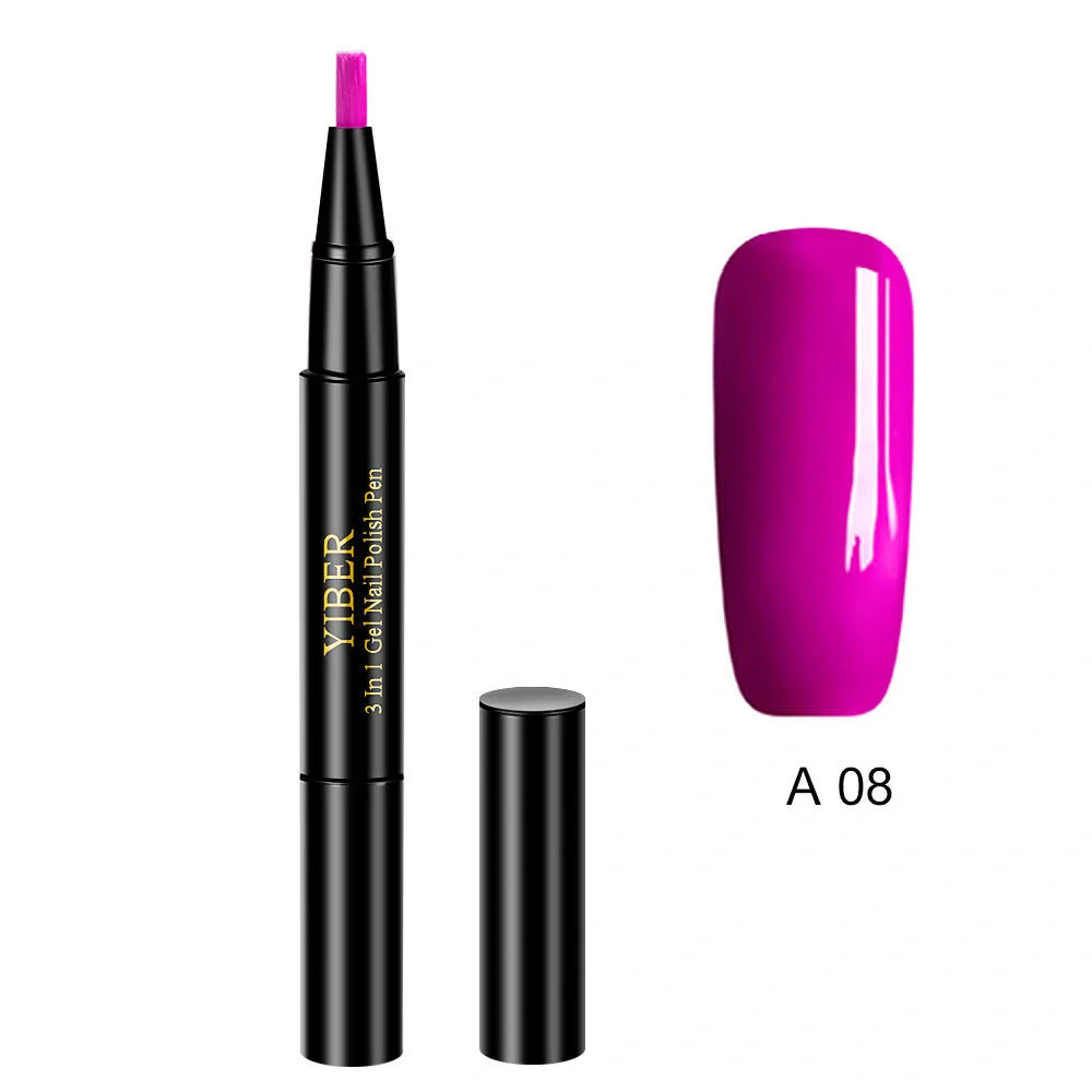 3-in-1 Gel Nail Varnish Pen with Glitter for easy one-step nail art