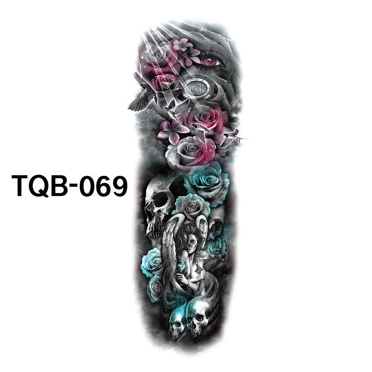 Waterproof Full Arm Tattoo Sticker in various colours for temporary body art
