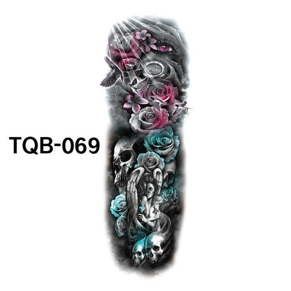 Waterproof Full Arm Tattoo Sticker in various colours for temporary body art