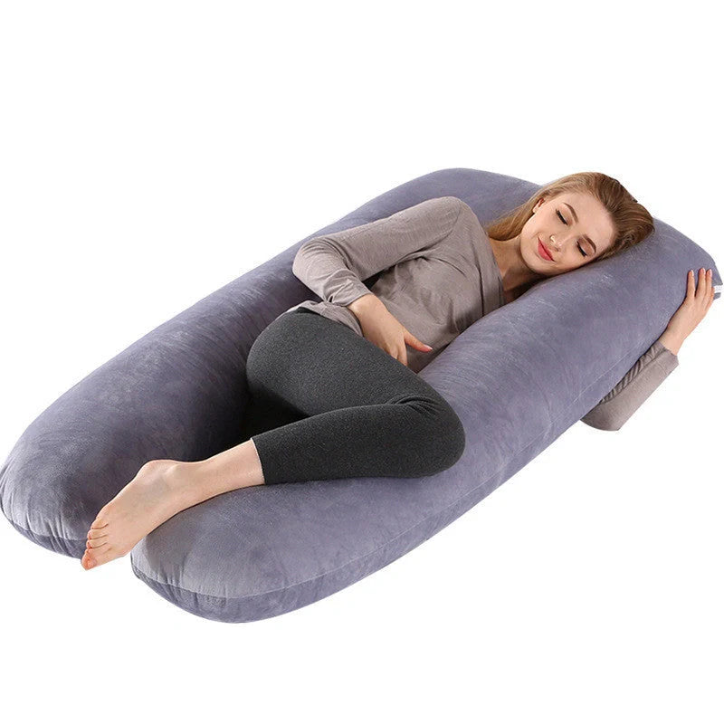 Premium U-shaped pregnancy pillow with soft cotton casing and polyester fiber filling for exceptional comfort and support
