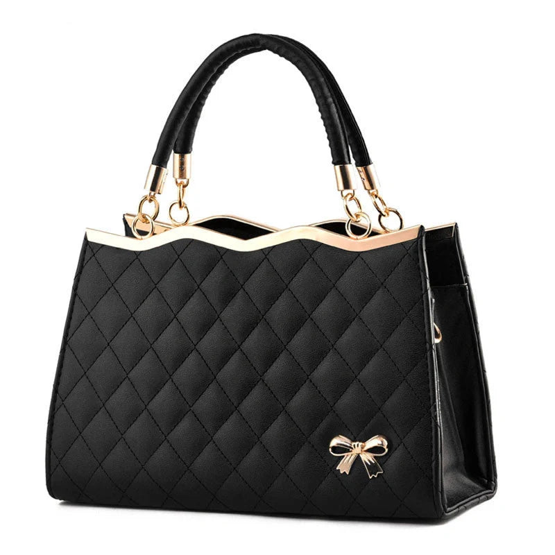 Elegant crossbody shoulder bag with decorative bow in high-quality PU leather