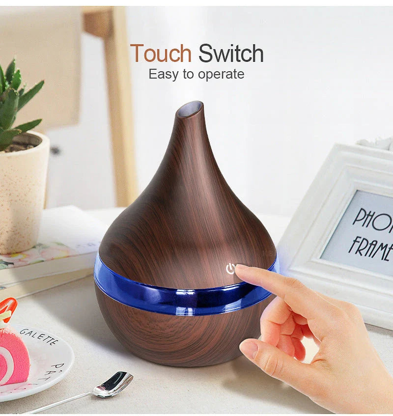 Premium essential oil diffuser with ultrasonic technology, creating a soothing, whisper-quiet mist to elevate your home's ambience