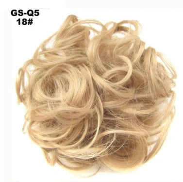 Synthetic wavy curly messy hair bun for women, 12cm diameter, high temperature wire
