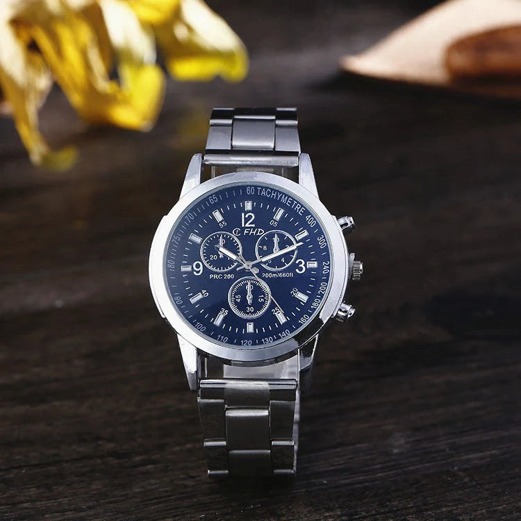 Blu-ray FRP Watch with stainless steel strap and round dial