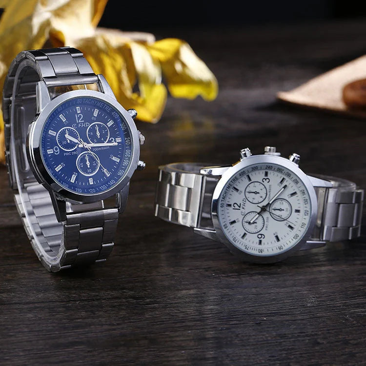 Blu-ray FRP Watch with stainless steel strap and round dial