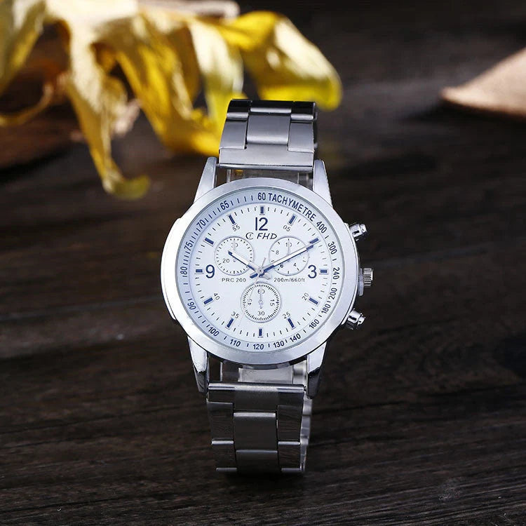 Blu-ray FRP Watch with stainless steel strap and round dial