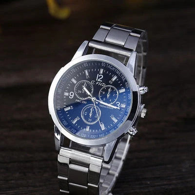 Blu-ray FRP Watch with stainless steel strap and round dial