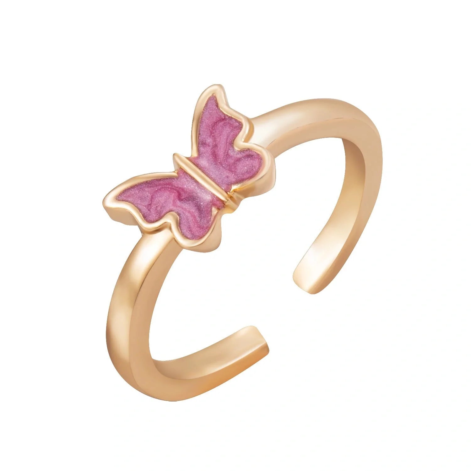 Punk style adjustable butterfly couple rings in gold and silver