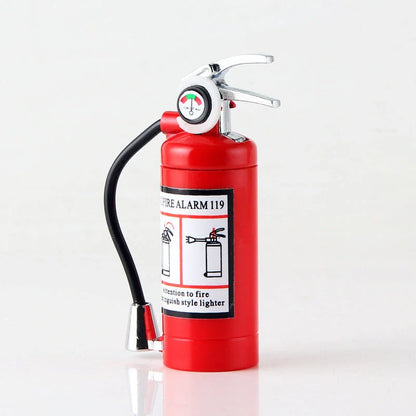 Creative fire extinguisher shaped lighter in red with light, alloy construction, butane-free