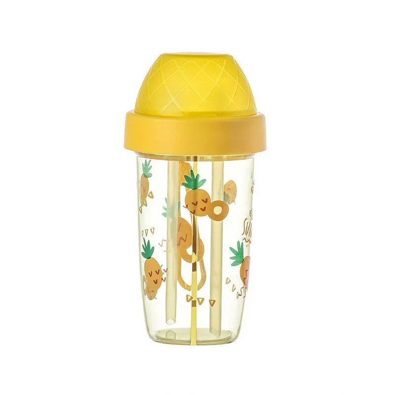 Double straw cup with leak-proof design in vibrant colors