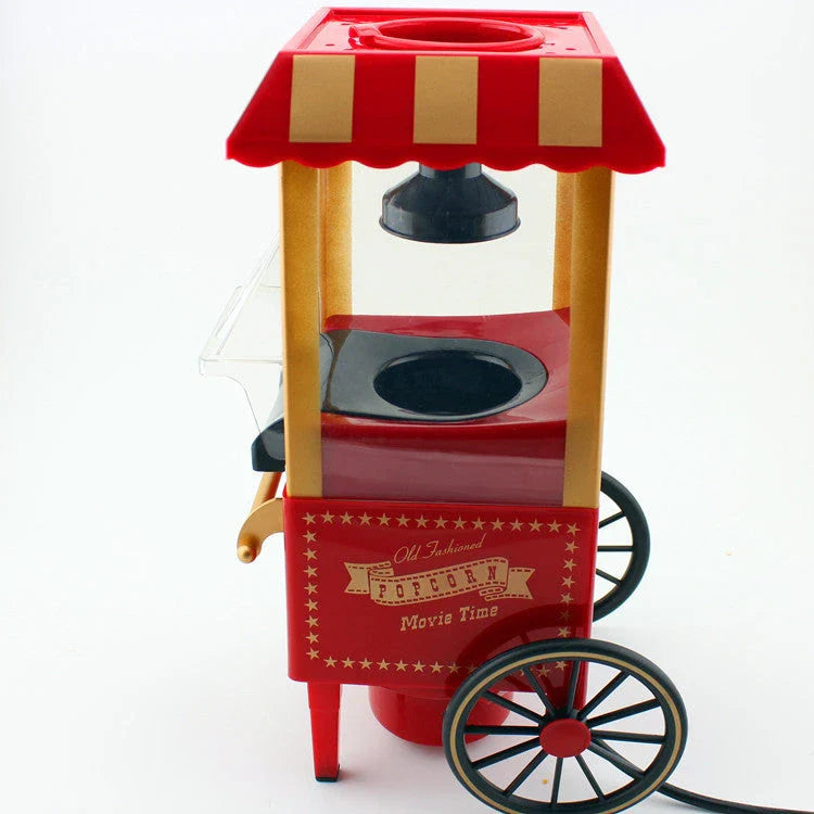Retro-style popcorn maker with a classic car-inspired design, featuring a hot air popping mechanism for healthier, oil-free popcorn