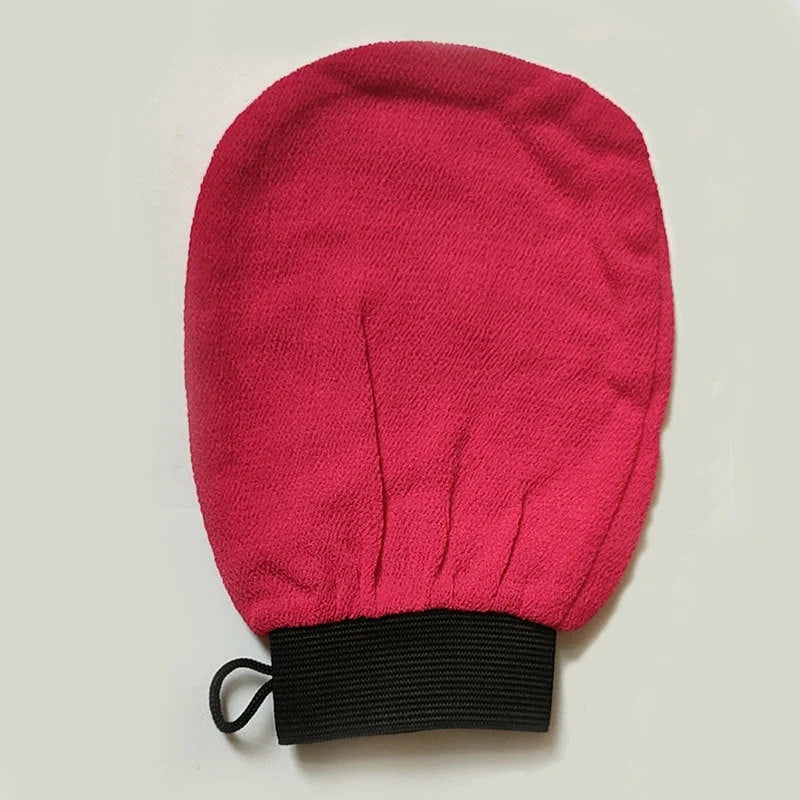 Rayon bath gloves for exfoliation in various colours