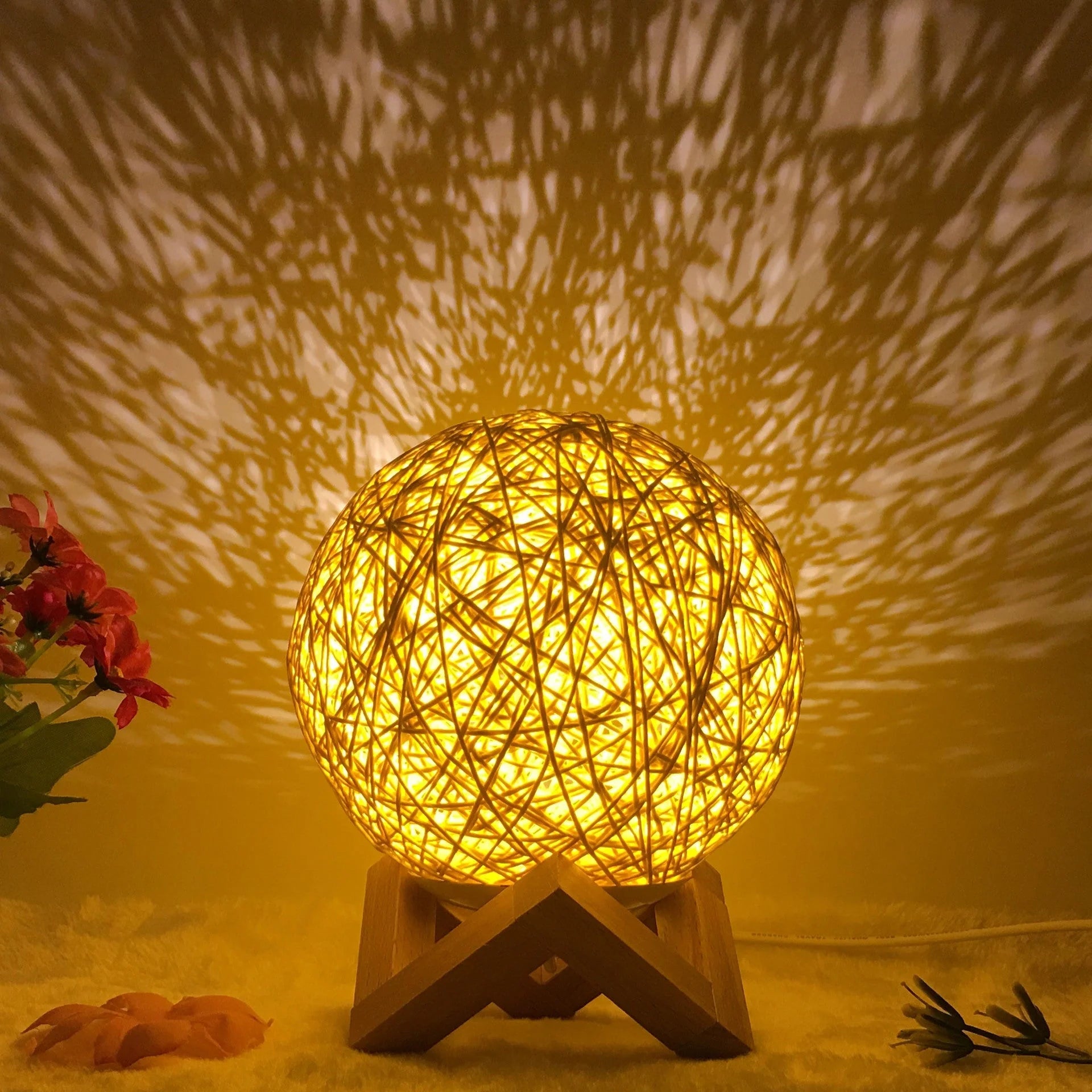Creative Linen Table Lamp with LED Intelligent USB7 Colour RGB16 Remote Control