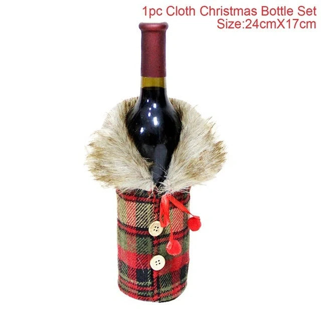 Festive Christmas wine bottle socks in vibrant colours, 14cm x 31cm