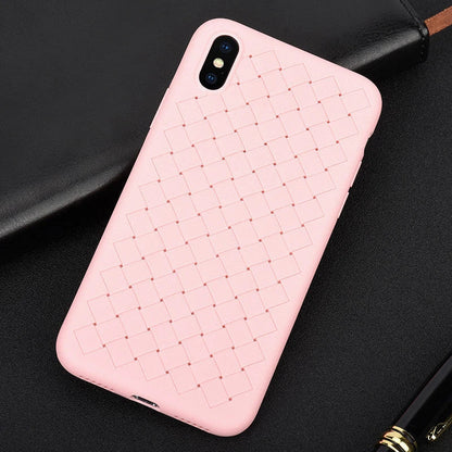 Stylish grid-patterned protective phone case with premium TPU material and responsive button covers