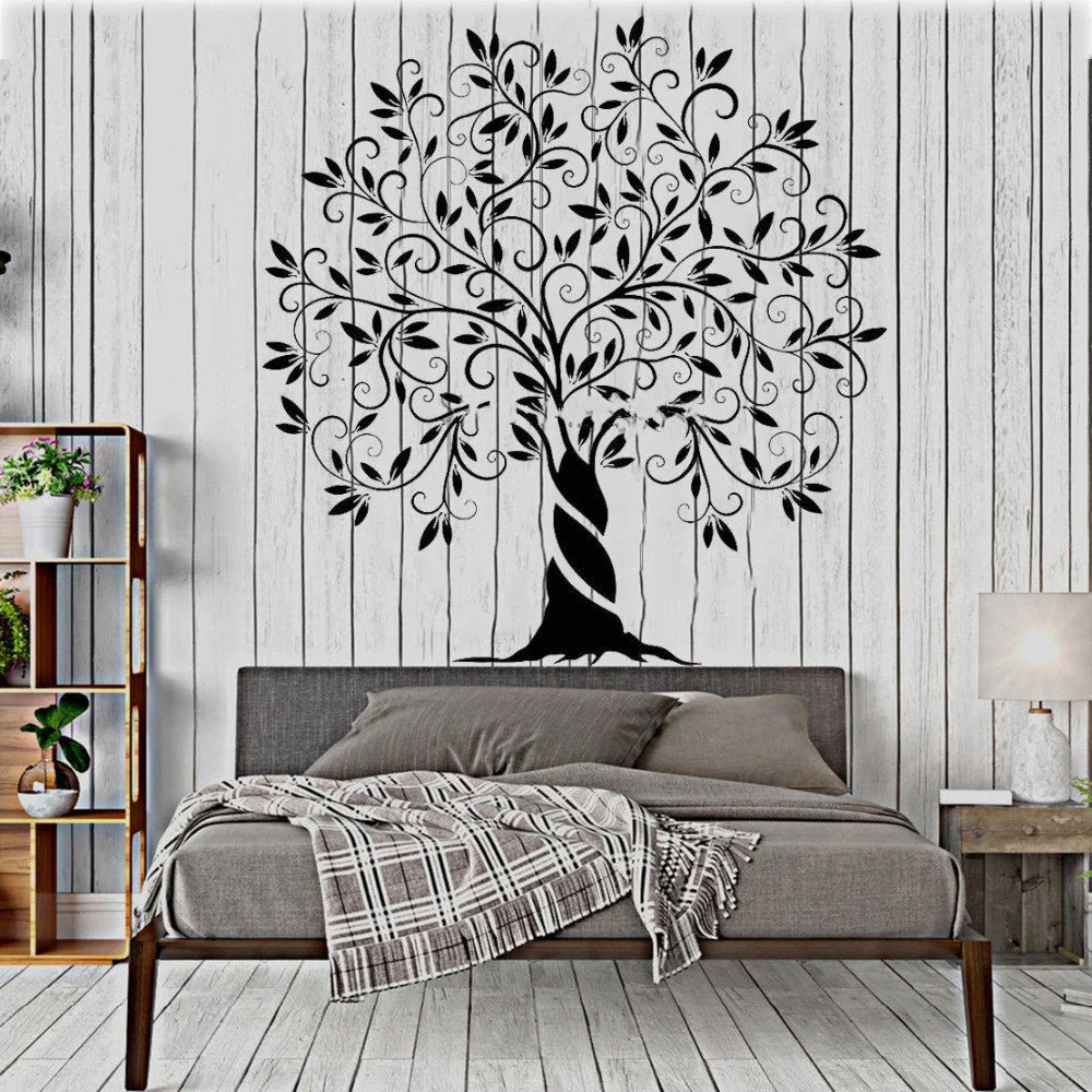 Tree of Life Removable Wall Sticker in black, perfect for living room decor