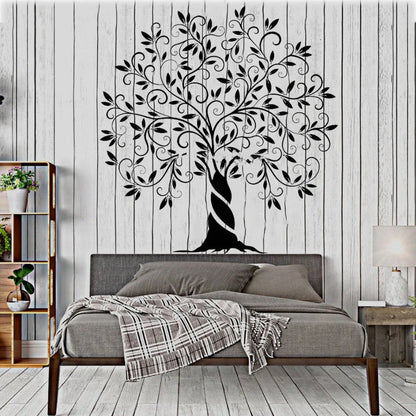 Tree of Life Removable Wall Sticker in black, perfect for living room decor