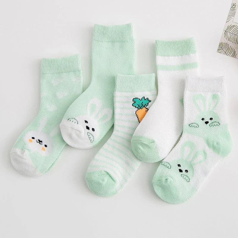 Breathable cotton baby socks in multiple colours for ages 0-9