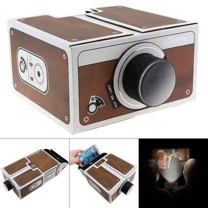Compact cardboard phone projector for creating a miniature home cinema experience