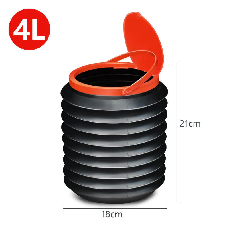 Vehicle-Mounted Retractable Fishing and Car Washing Bucket in black and red