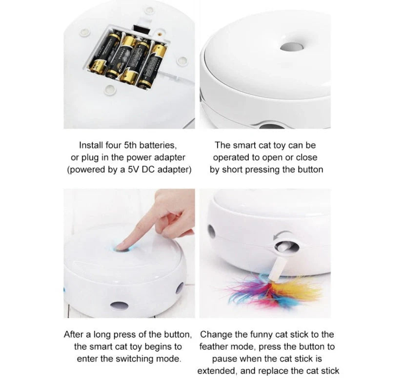 Automatic donut-shaped electric cat toy with feather accessories
