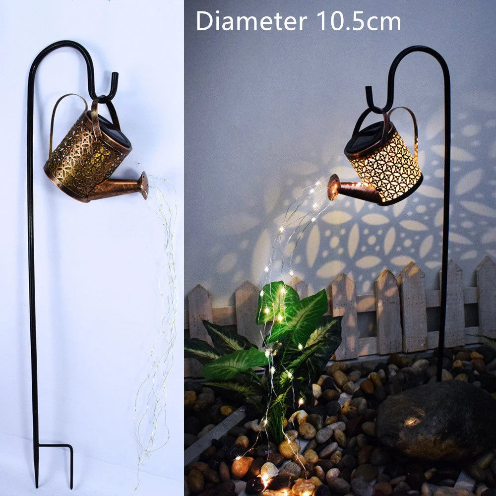 Solar-Powered Enchanted Watering Can Garden Lamp with 36 LED lights for outdoor decoration