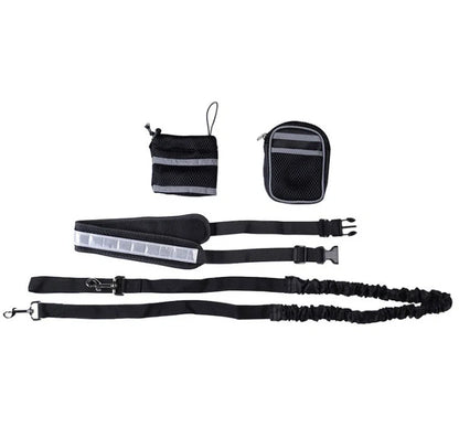 Adjustable hands-free dog leash with waist bag in various colours