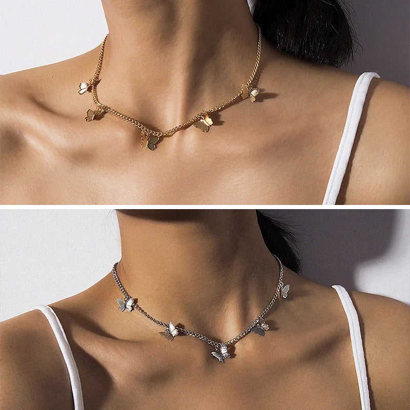 Fashion OL All-match Insect Style Pendant Necklace in gold and silver finishes with adjustable chain