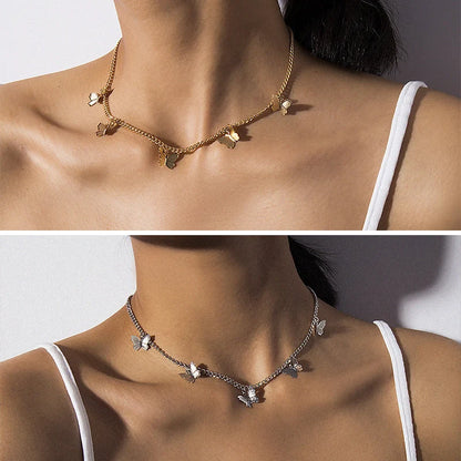 Fashion OL All-match Insect Style Pendant Necklace in gold and silver finishes with adjustable chain
