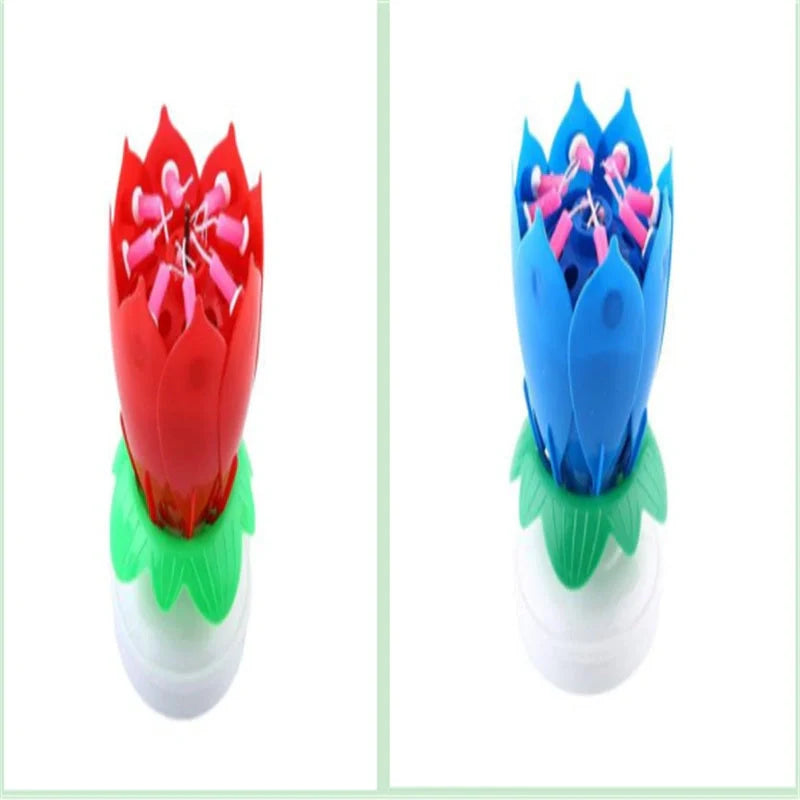 Musical Lotus Candles in various colours, showcasing the elegant lotus design and music feature