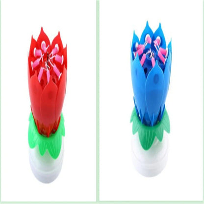 Musical Lotus Candles in various colours, showcasing the elegant lotus design and music feature