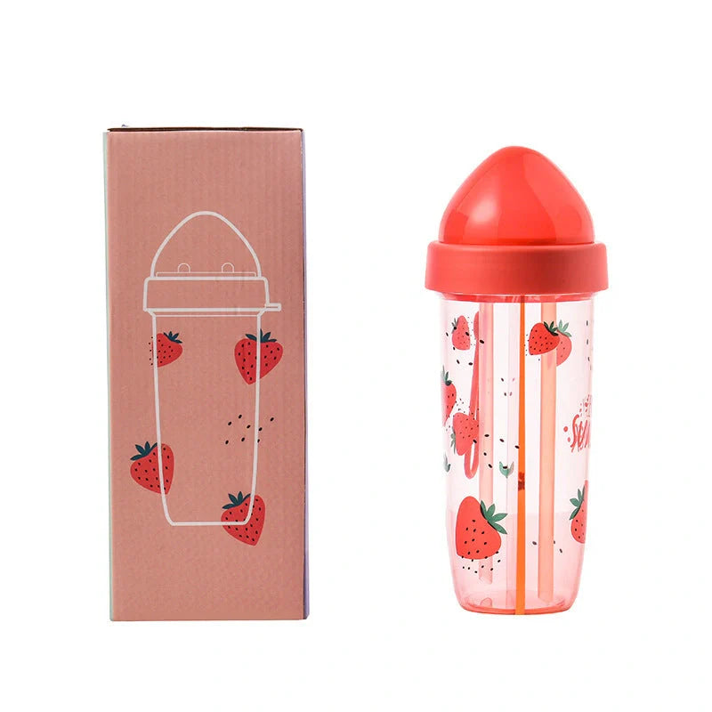 Double straw cup with leak-proof design in vibrant colors