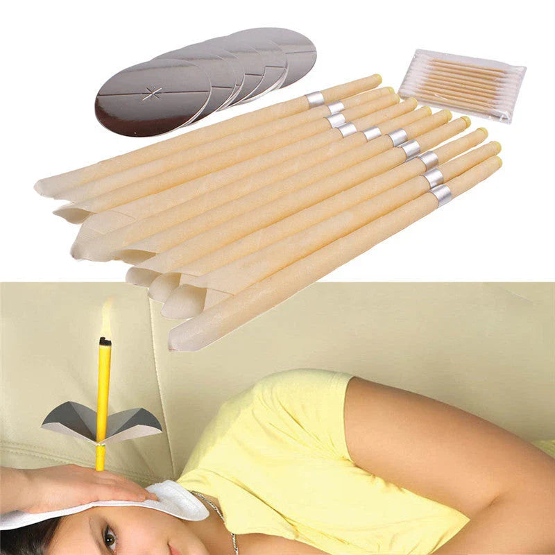 Premium beeswax ear candles for natural earwax removal, sinus relief, and relaxation