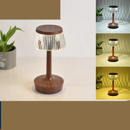 RAINCAP Crystal Table Lamp with diamond-cut acrylic shade and USB charging
