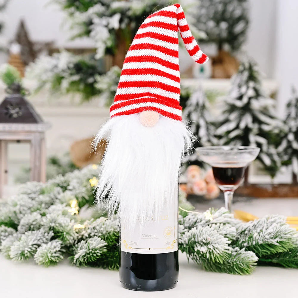 Festive Christmas wine bottle socks in vibrant colours, 14cm x 31cm